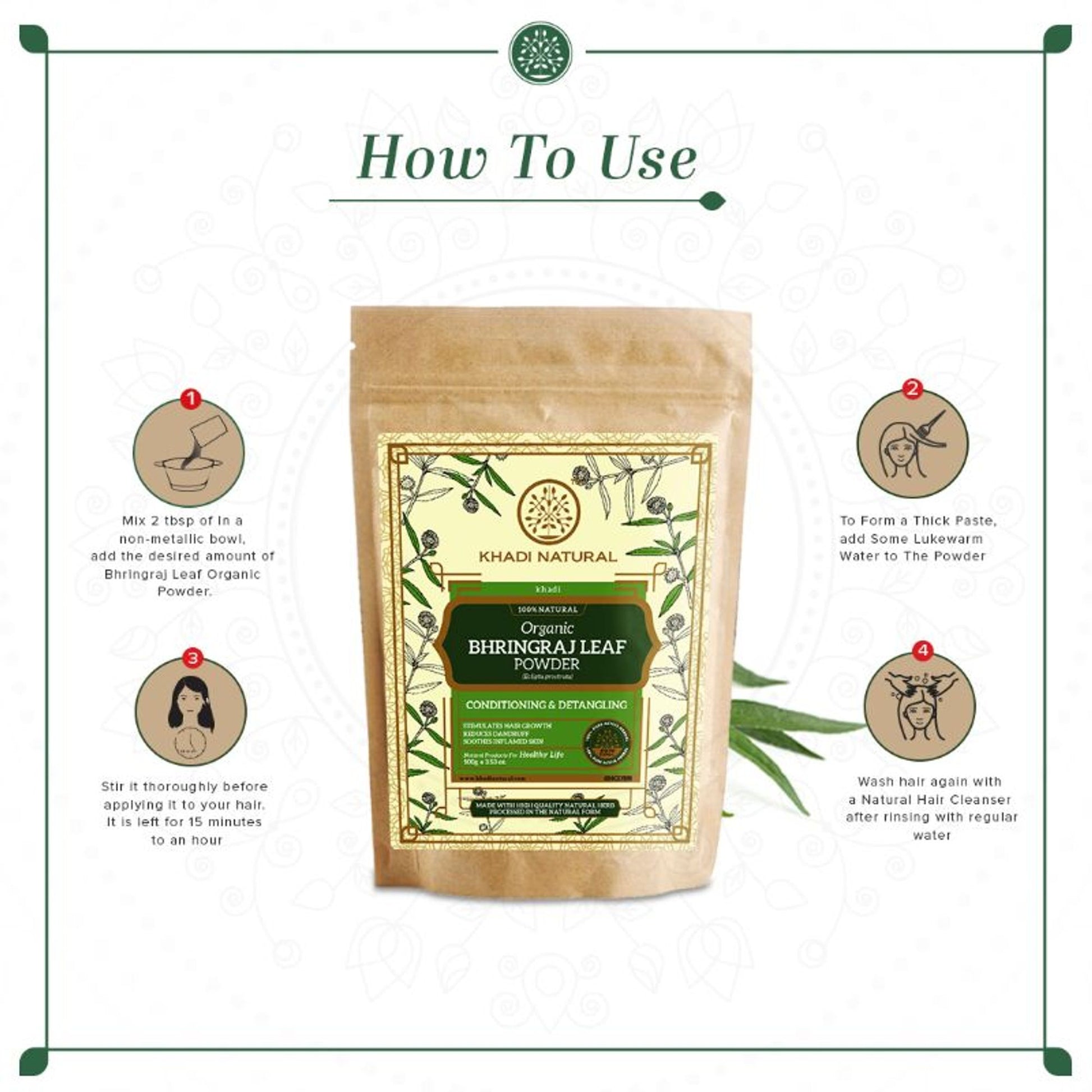 Khadi Natural Bhringraj Leaf Organic Powder Deep Moisturize Scalp