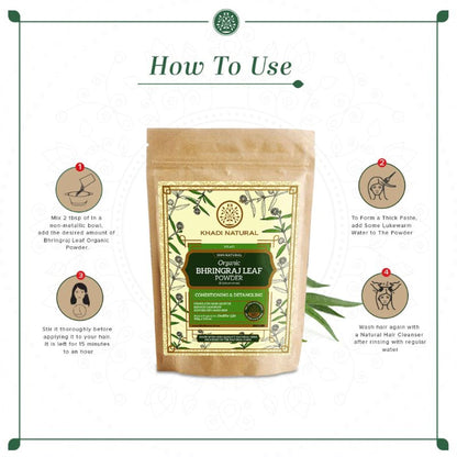 Khadi Natural Bhringraj Leaf Organic Powder Deep Moisturize Scalp