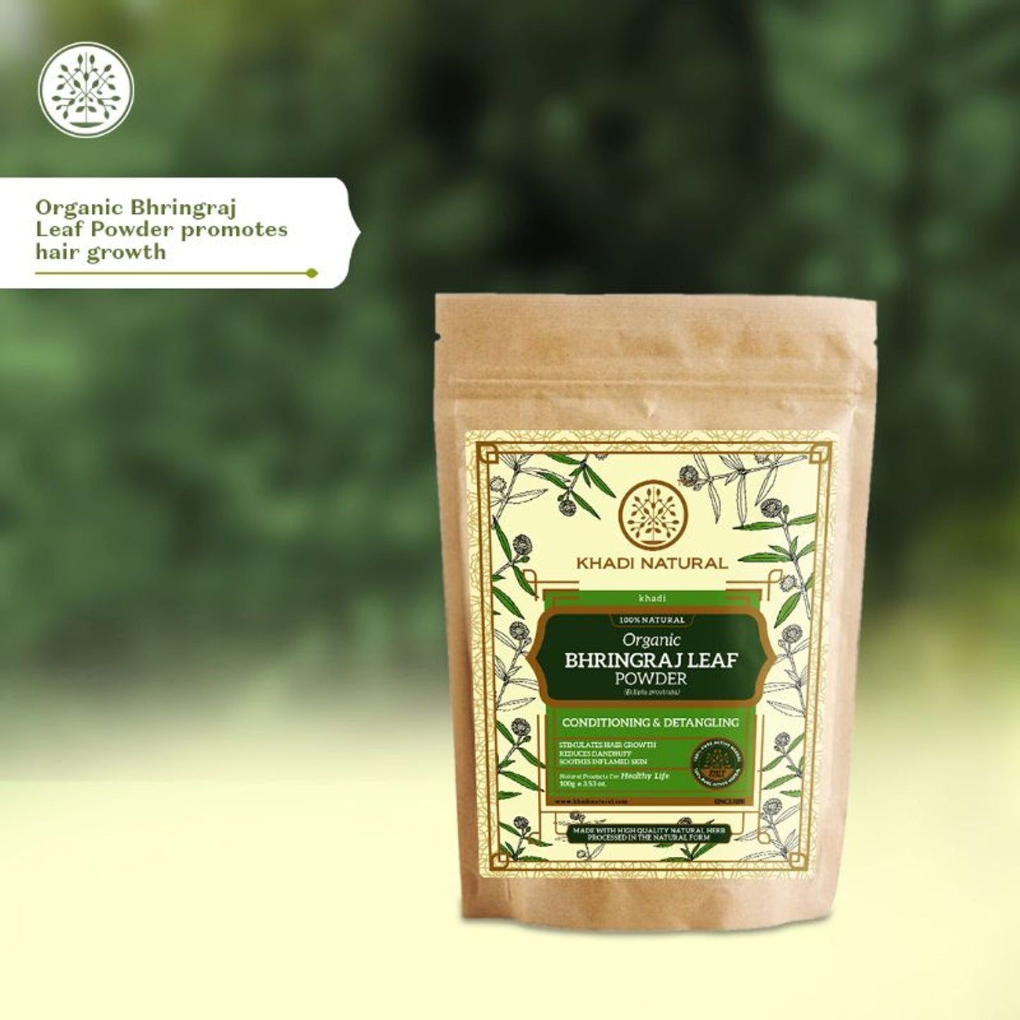 Khadi Natural Bhringraj Leaf Organic Powder Deep Moisturize Scalp