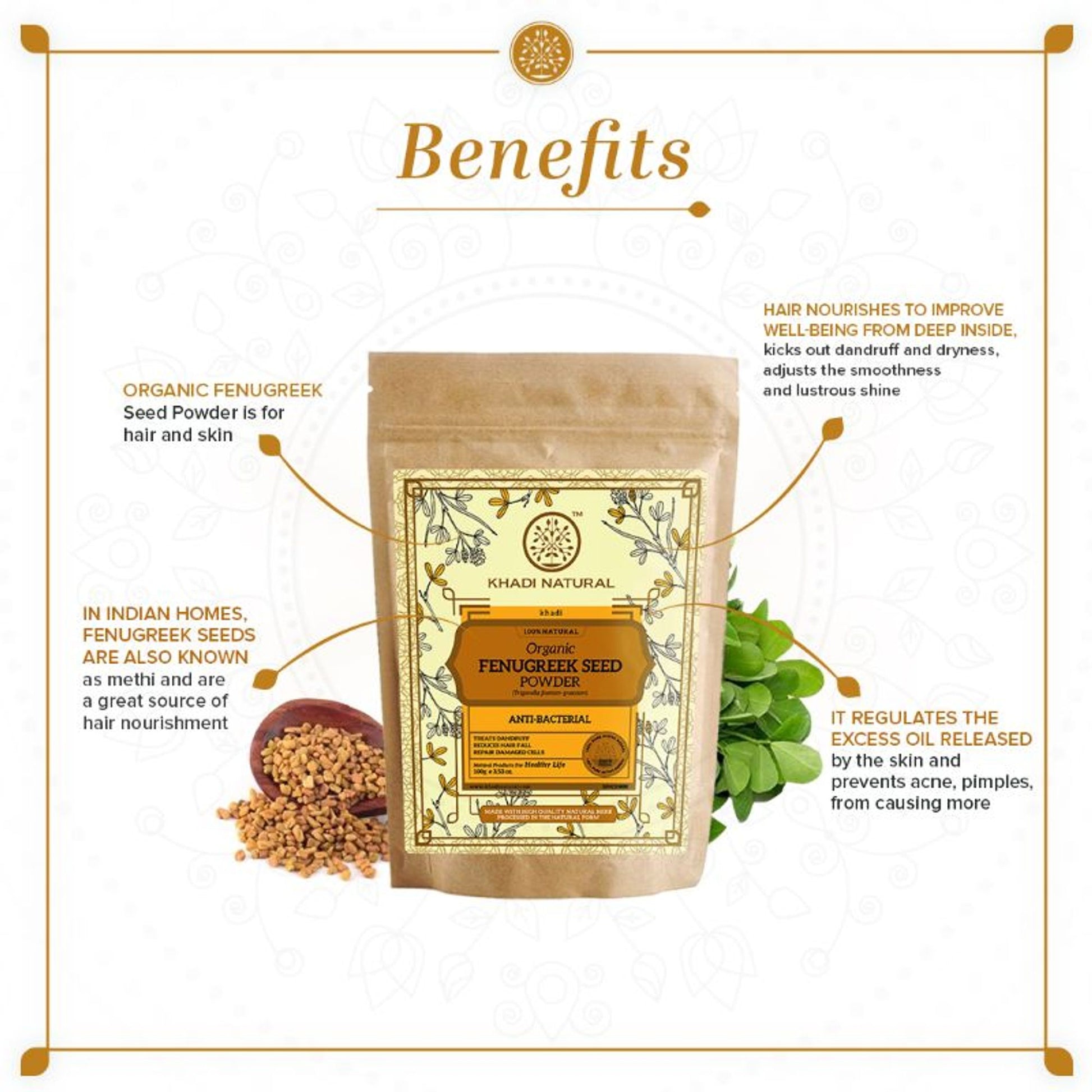 Khadi Natural Fenugreek Seed Organic Powder Anti-Bacterial