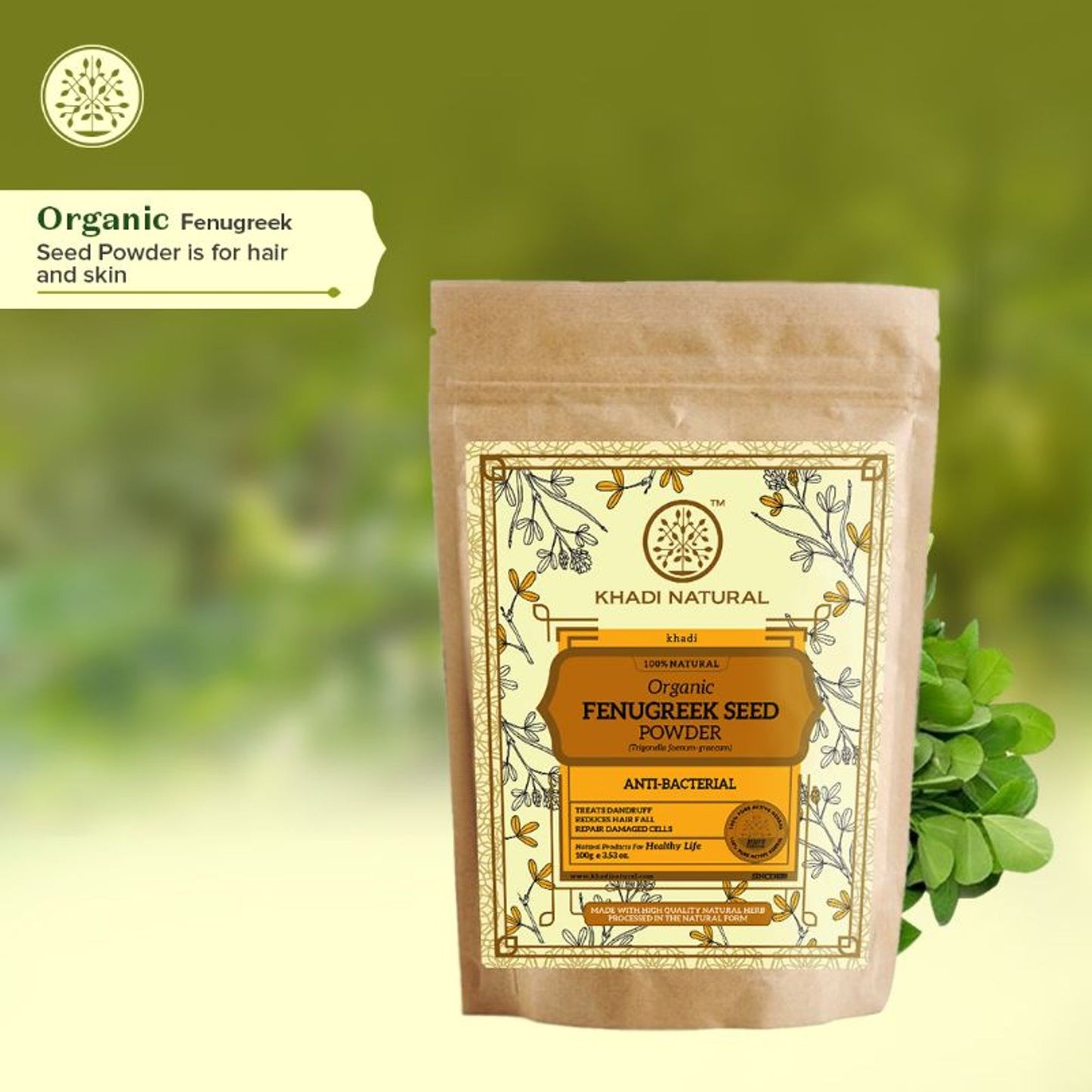 Khadi Natural Fenugreek Seed Organic Powder Anti-Bacterial