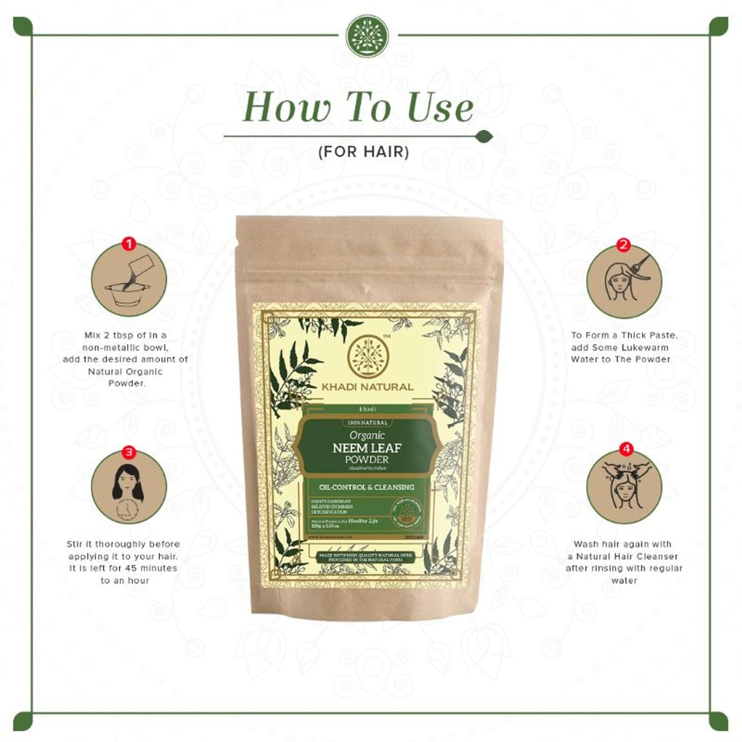 Khadi Natural Neem Leaf Organic Powder Oil Control & Deep Cleanses