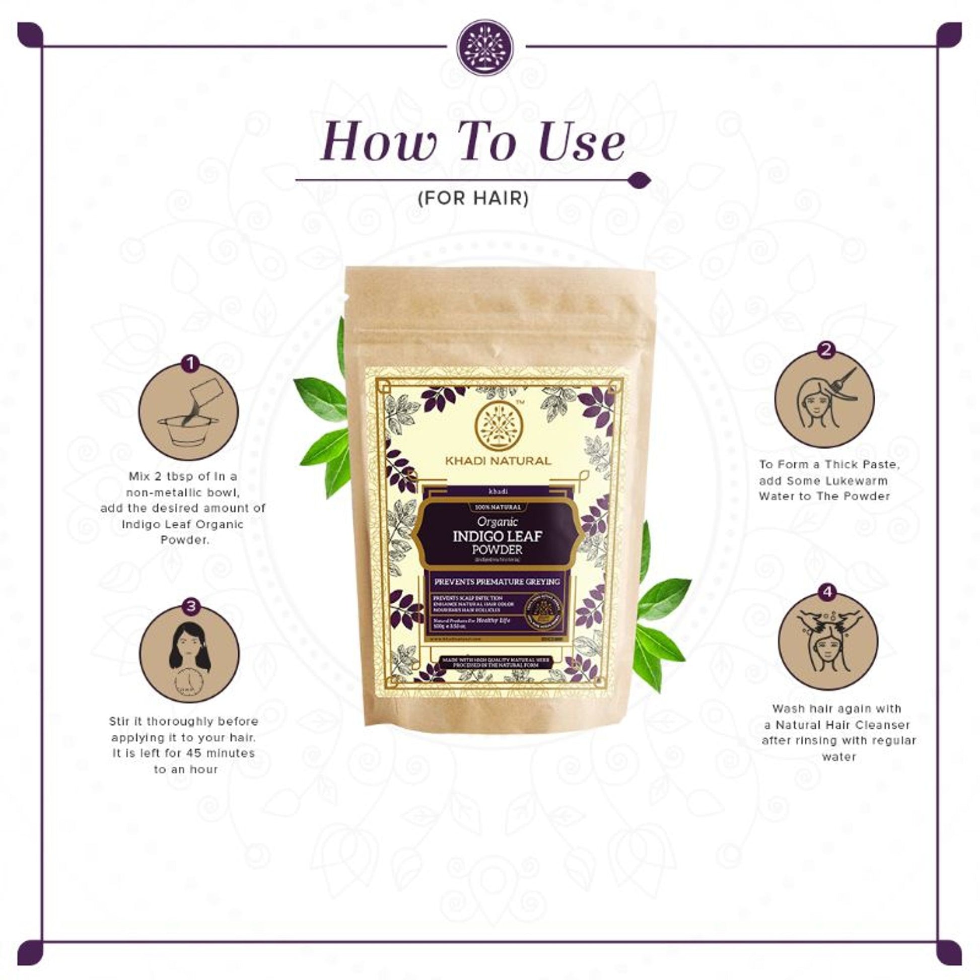 Khadi Natural Indigo Leaf Organic Powder Prevent Scalp Infection
