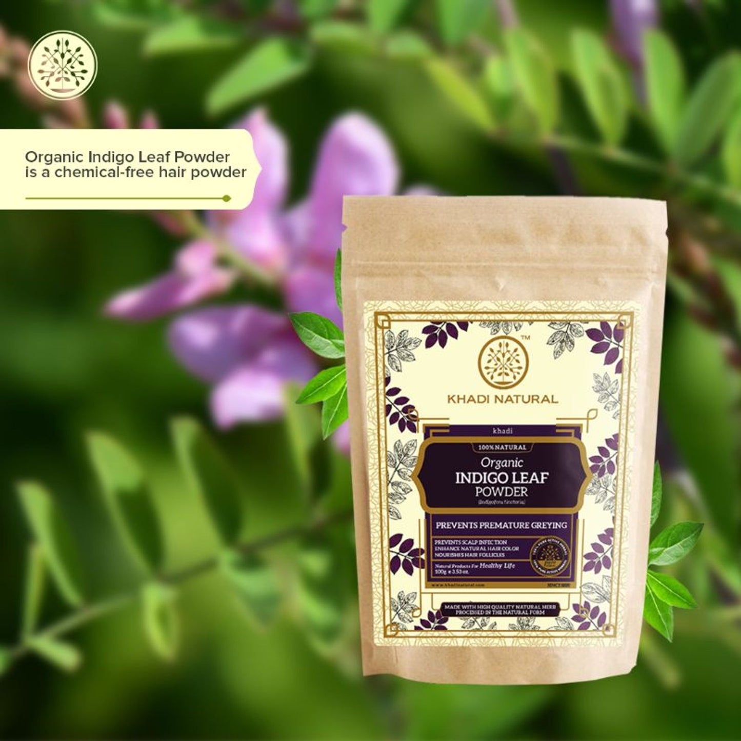 Khadi Natural Indigo Leaf Organic Powder Prevent Scalp Infection