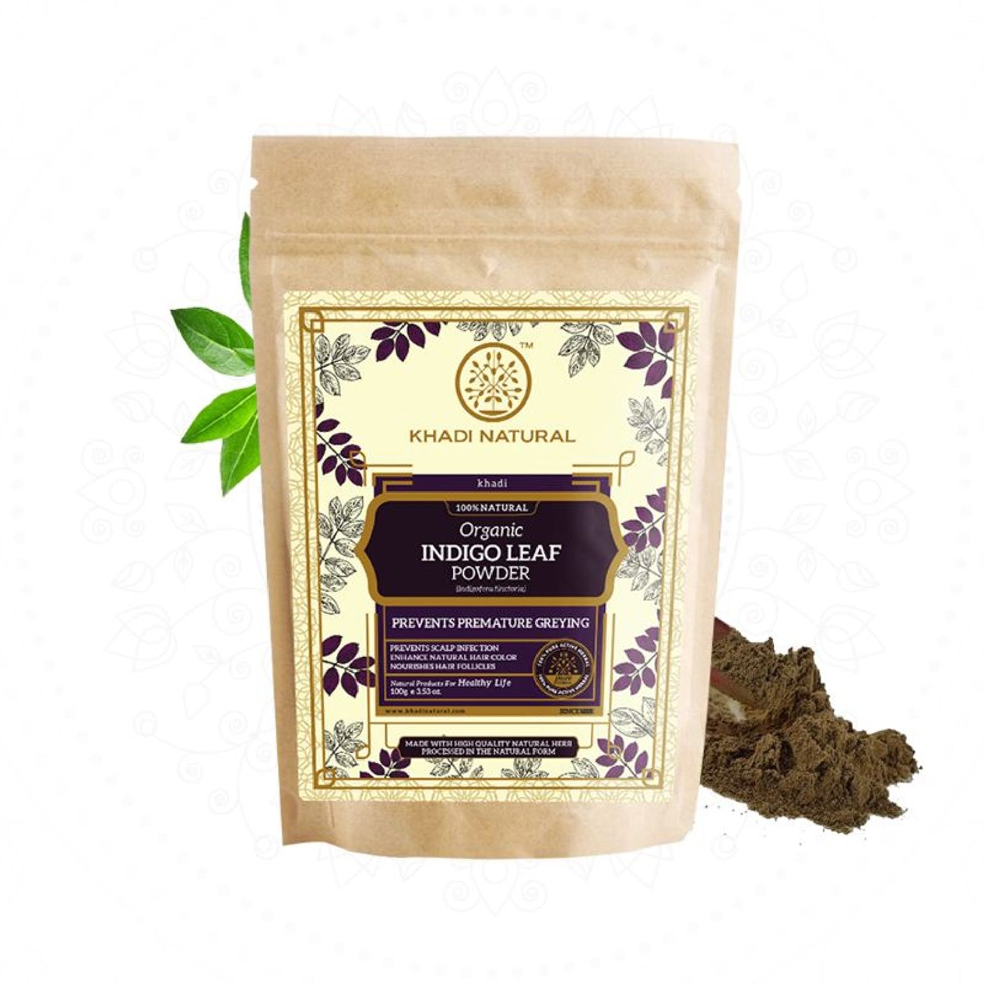 Khadi Natural Indigo Leaf Organic Powder Prevent Scalp Infection