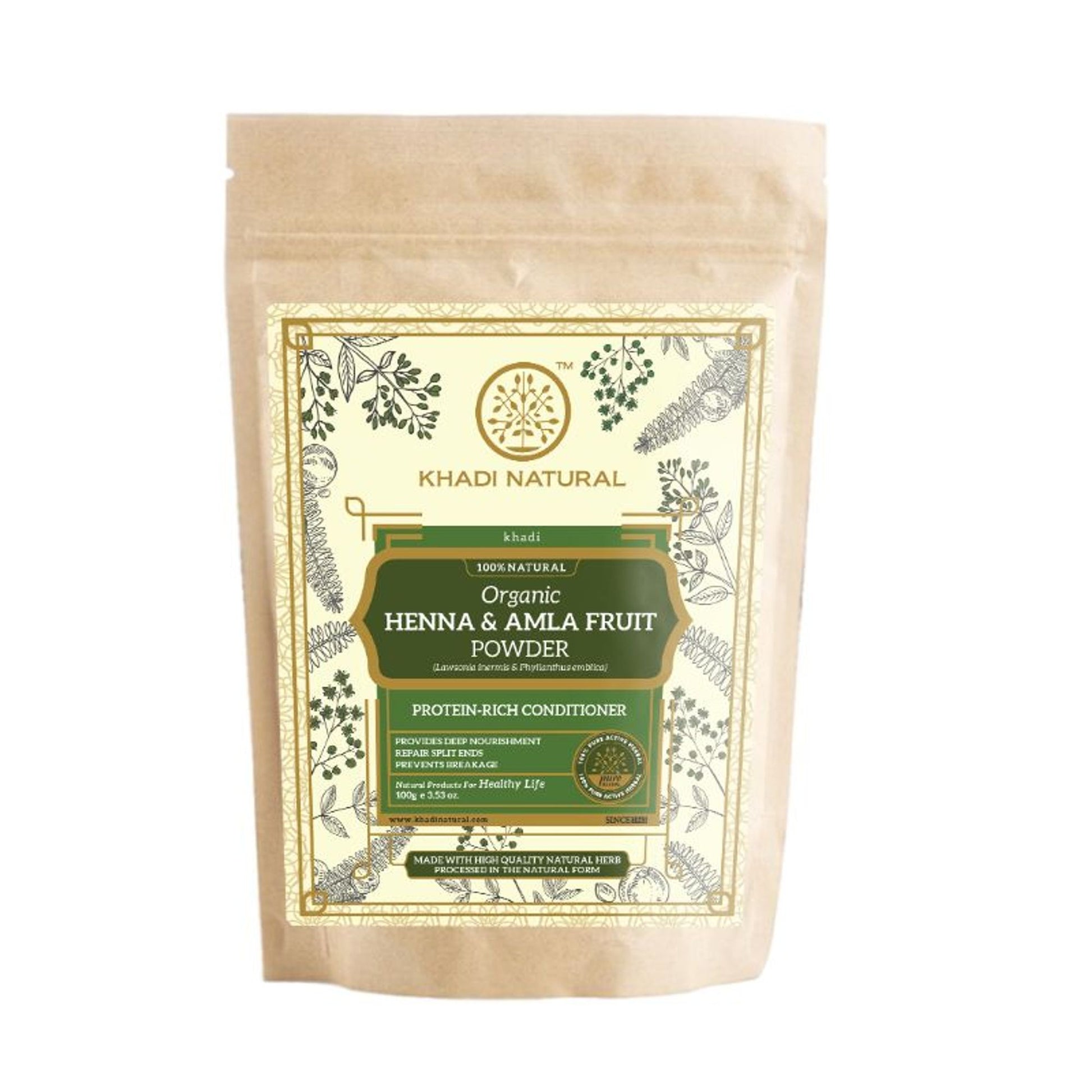 Khadi Natural Henna & Amla Fruit Organic Powder Repair Split Ends