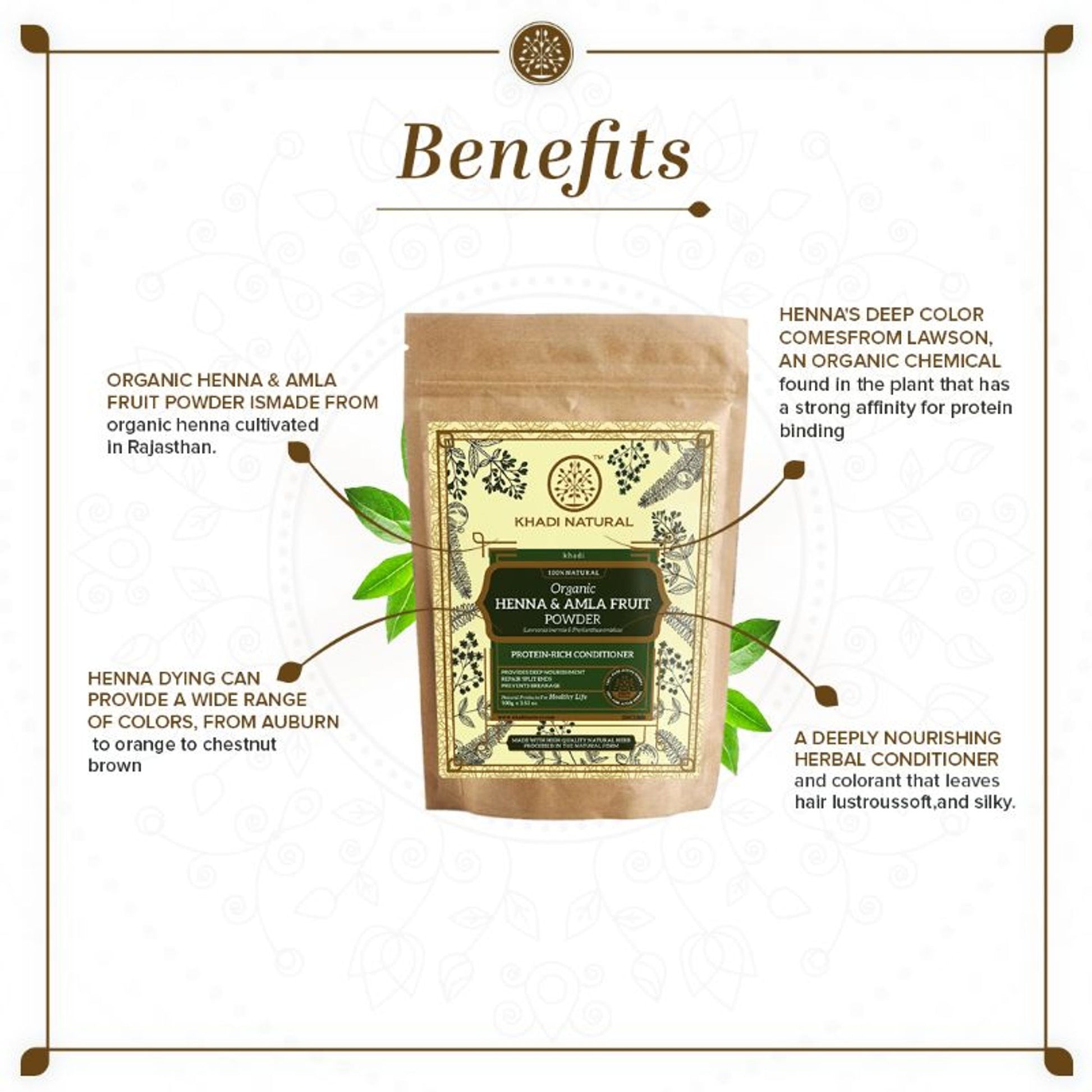 Khadi Natural Henna & Amla Fruit Organic Powder Repair Split Ends