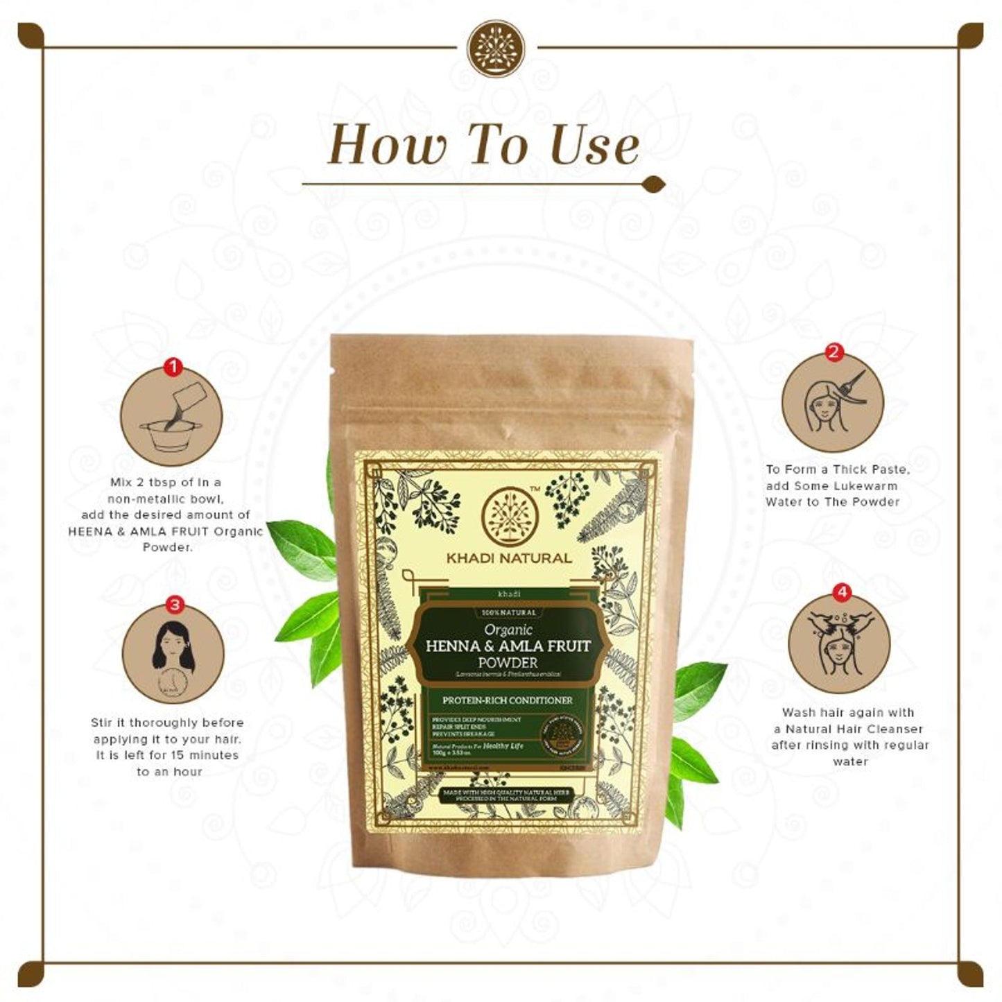 Khadi Natural Henna & Amla Fruit Organic Powder Repair Split Ends