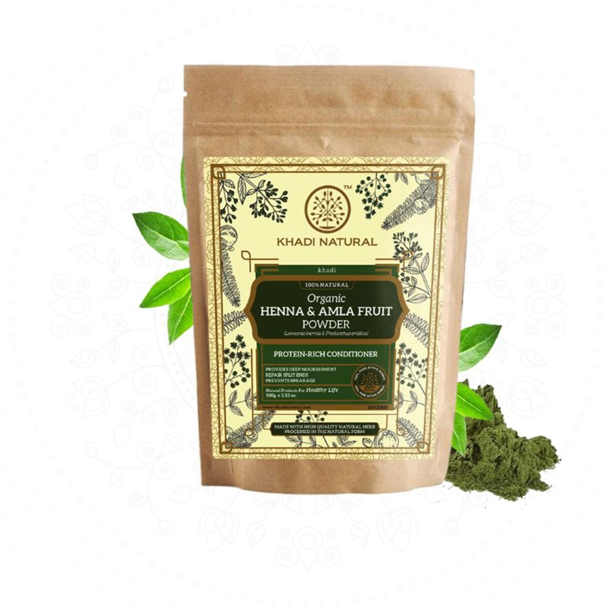 Khadi Natural Henna & Amla Fruit Organic Powder Repair Split Ends