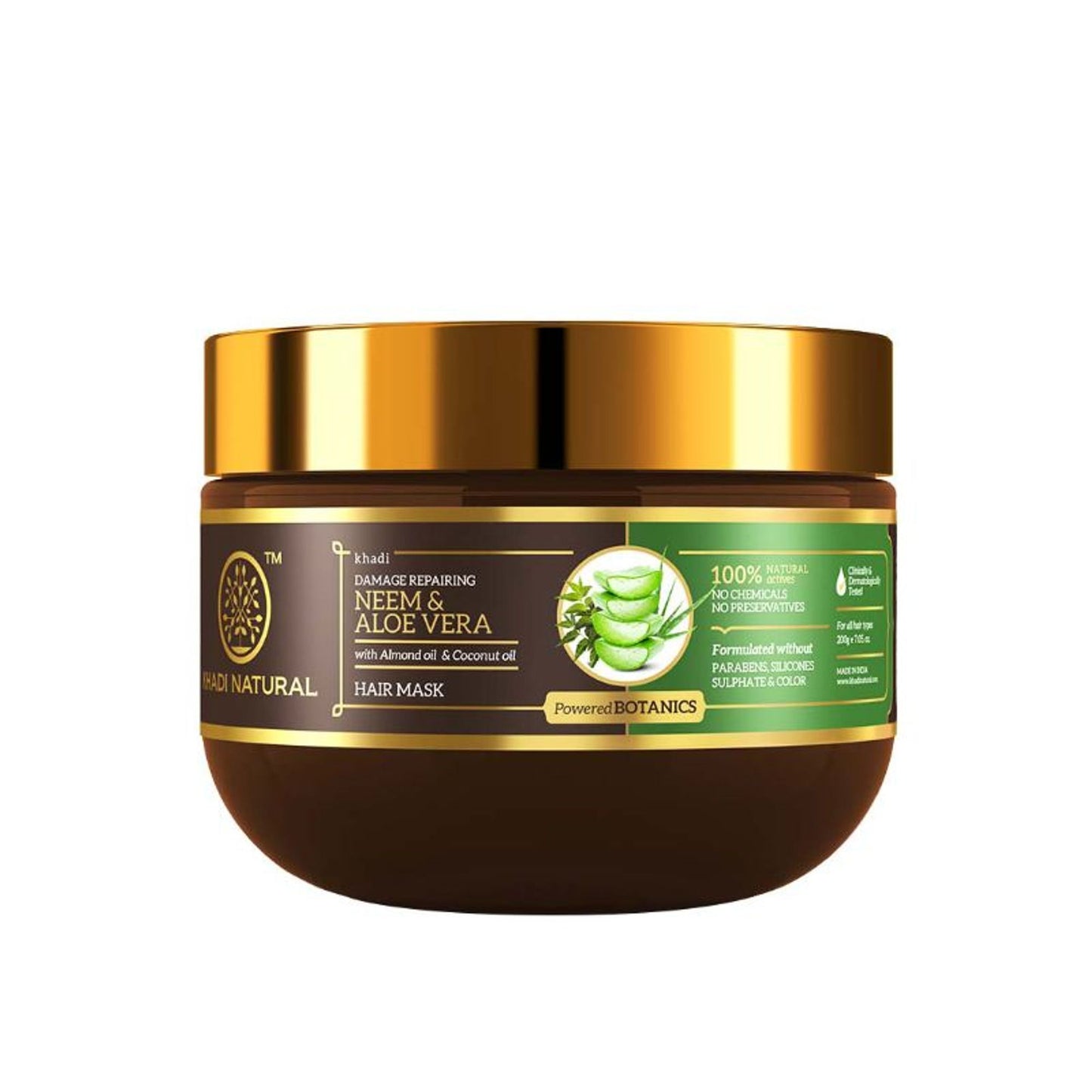 Khadi Natural Neem & Aloevera With Almond Oil & Coconut Oil Hair Mask - Powered Botanics(200gm)