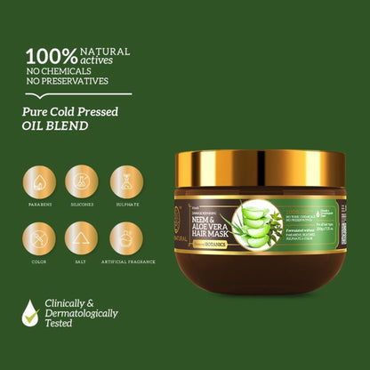 Khadi Natural Neem & Aloevera With Almond Oil & Coconut Oil Hair Mask - Powered Botanics(200gm)