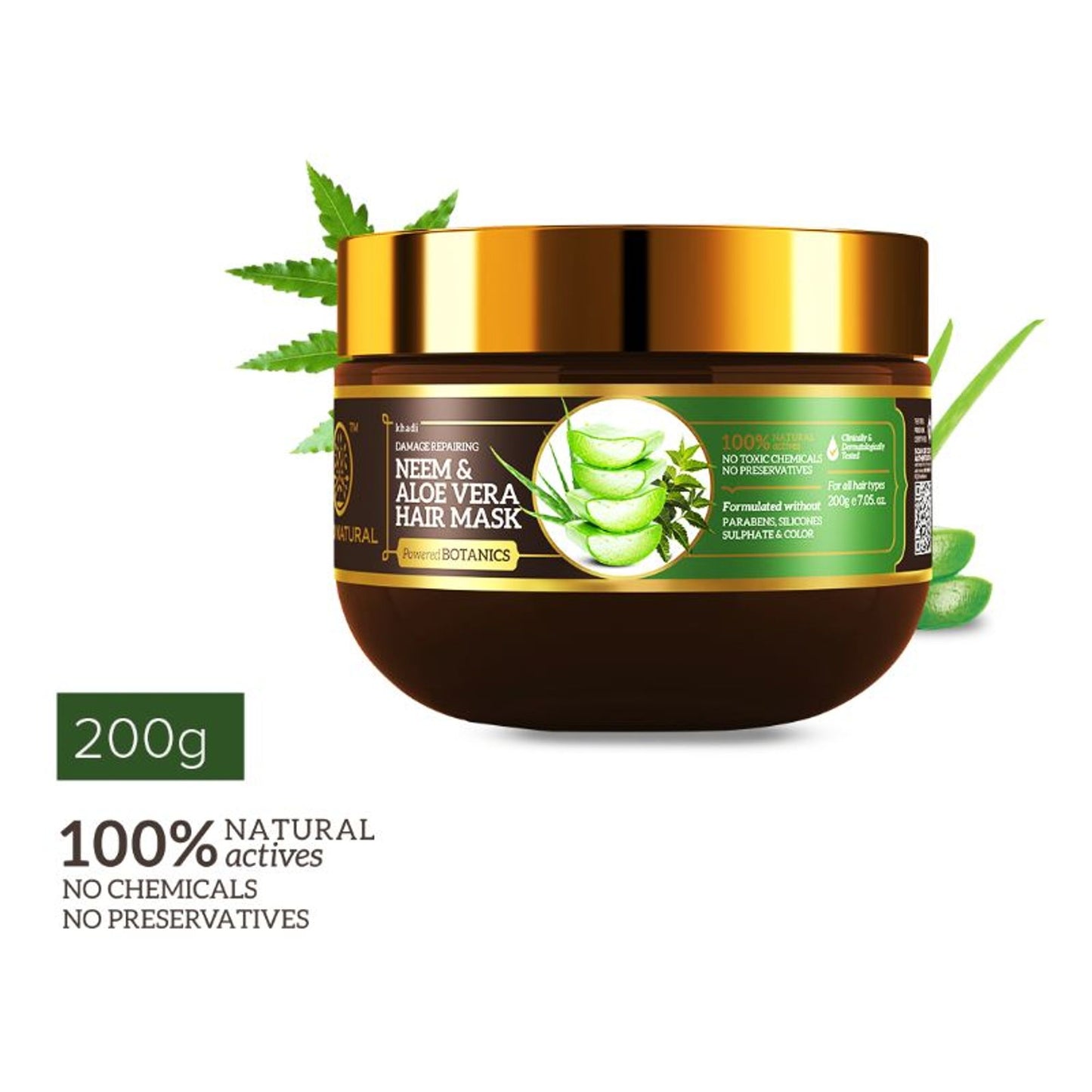 Khadi Natural Neem & Aloevera With Almond Oil & Coconut Oil Hair Mask - Powered Botanics(200gm)