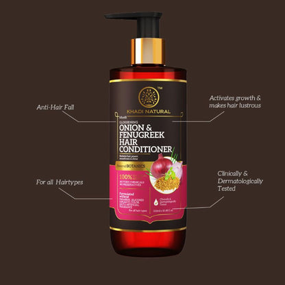 Khadi Natural Onion & Fenugreek Hair Conditioner - Power Botanics Reduce Hair Fall