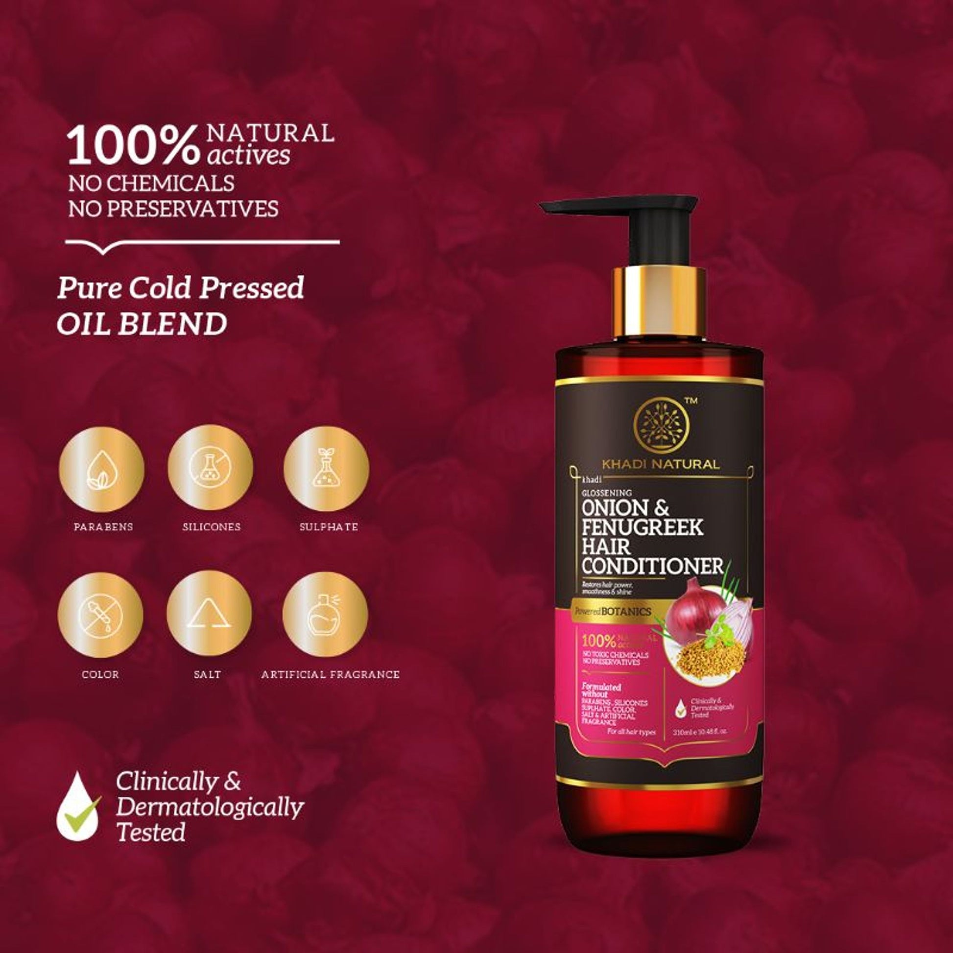 Khadi Natural Onion & Fenugreek Hair Conditioner - Power Botanics Reduce Hair Fall