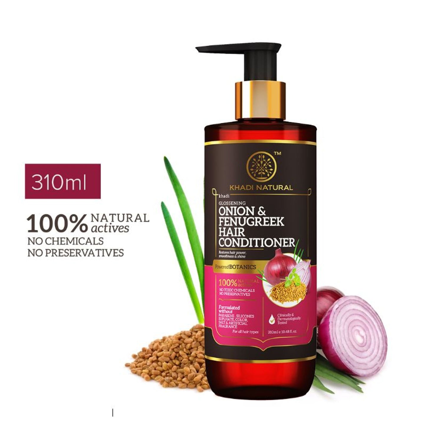 Khadi Natural Onion & Fenugreek Hair Conditioner - Power Botanics Reduce Hair Fall