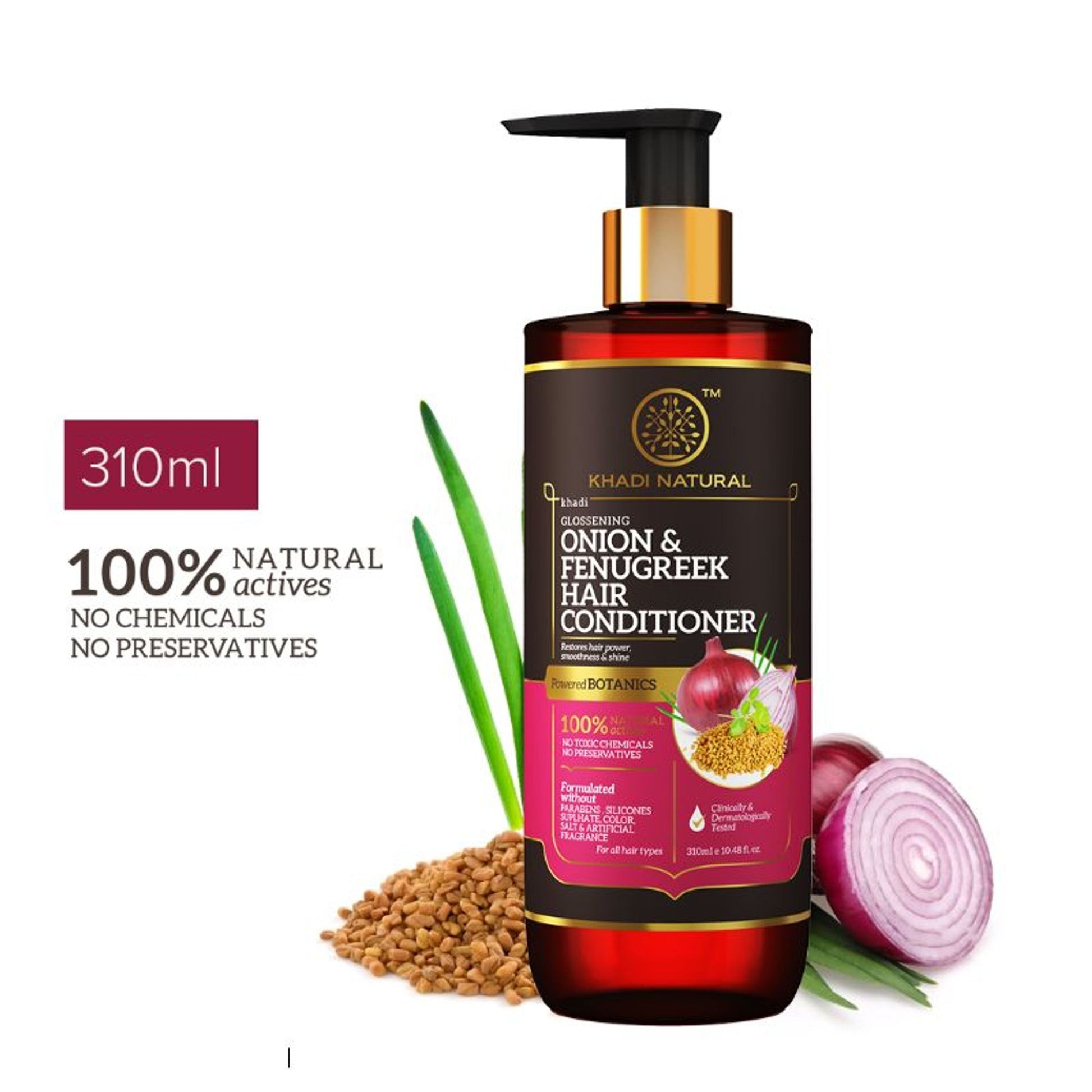 Khadi Natural Onion & Fenugreek Hair Conditioner - Power Botanics Reduce Hair Fall