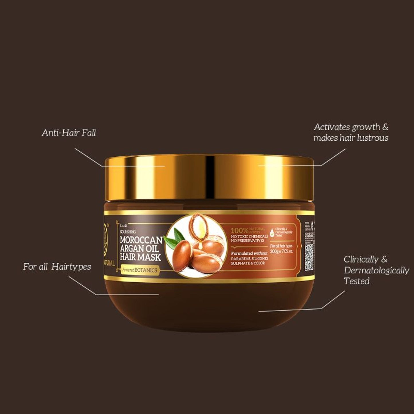 Khadi Natural Moroccan Argan Hair Mask - Power Botanics Regain Hair Strength