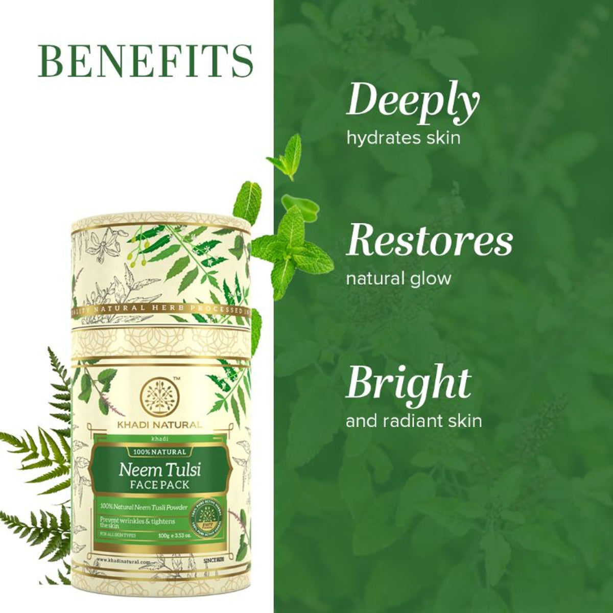 Khadi Natural Neem Tulsi Face Pack Detox & Lighten Skin