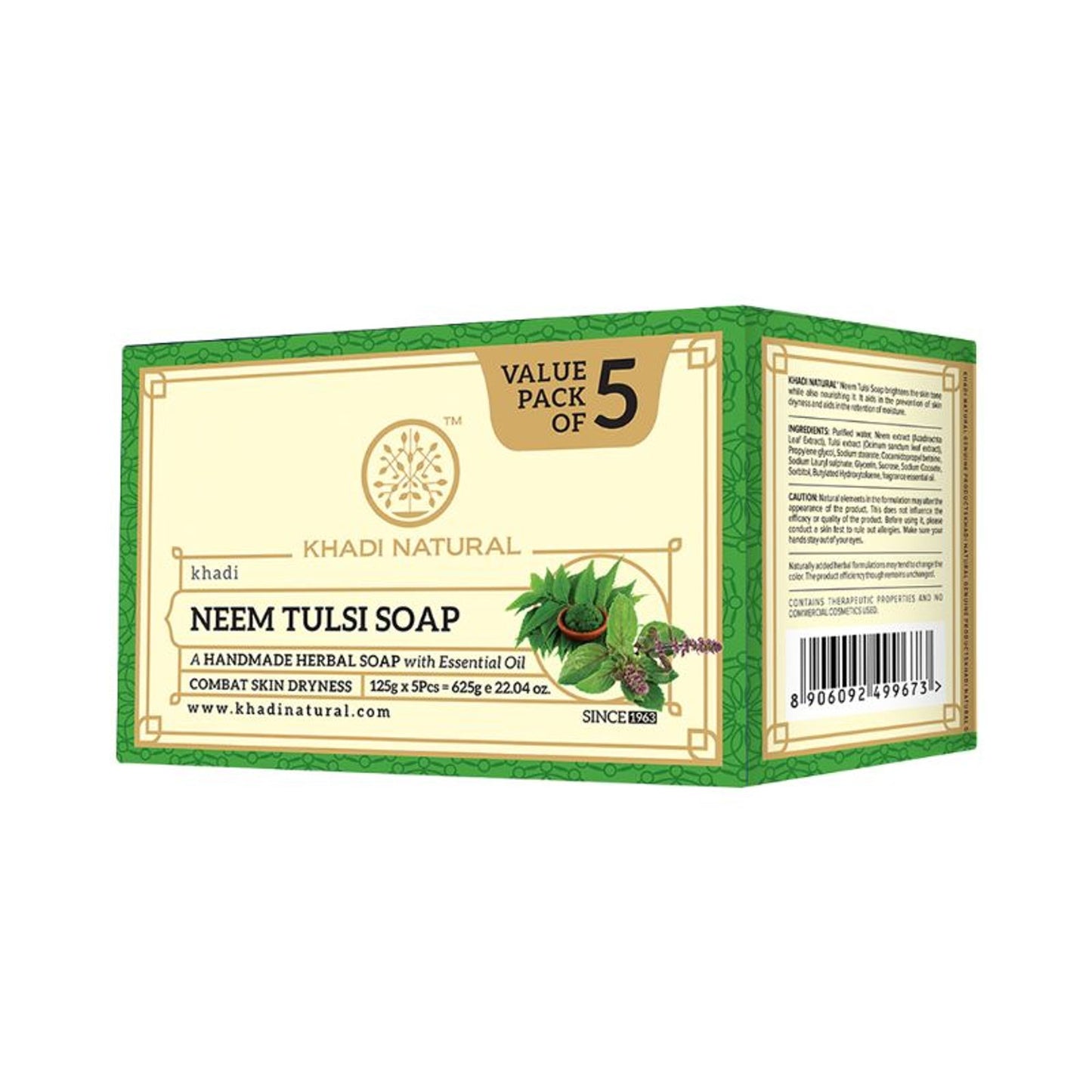 Khadi Natural Neem Tulsi Handmade Soap Remove Dirt & Impurities Pack of 5