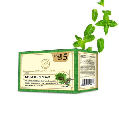 Khadi Natural Neem Tulsi Handmade Soap Remove Dirt & Impurities Pack of 5