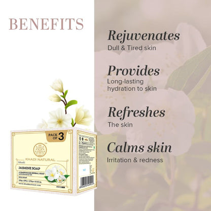 Khadi Natural Jasmine Handmade Soap Reduces Scars & Stretch Marks (Pack of 3)