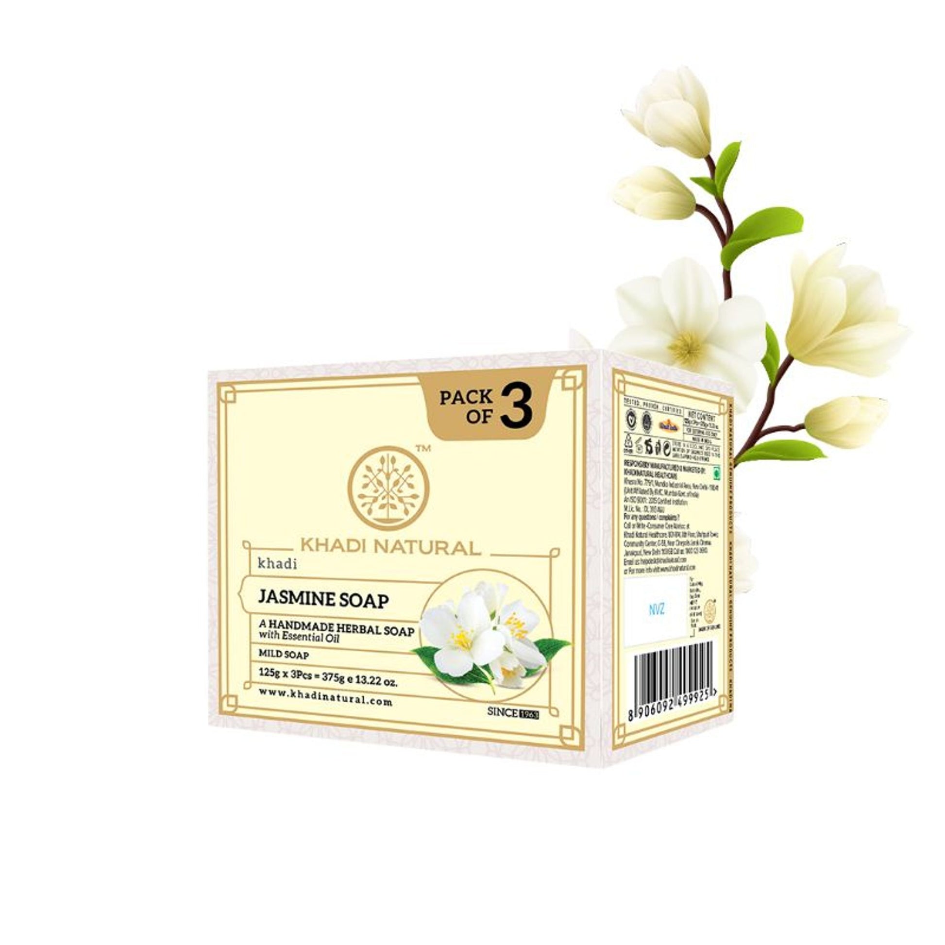 Khadi Natural Jasmine Handmade Soap Reduces Scars & Stretch Marks (Pack of 3)