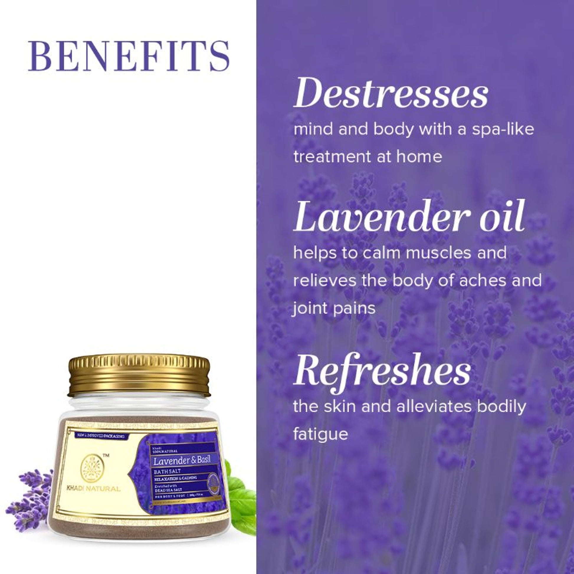 Khadi Natural Lavender Basil Bath Salt Removes Dirt & Impurities
