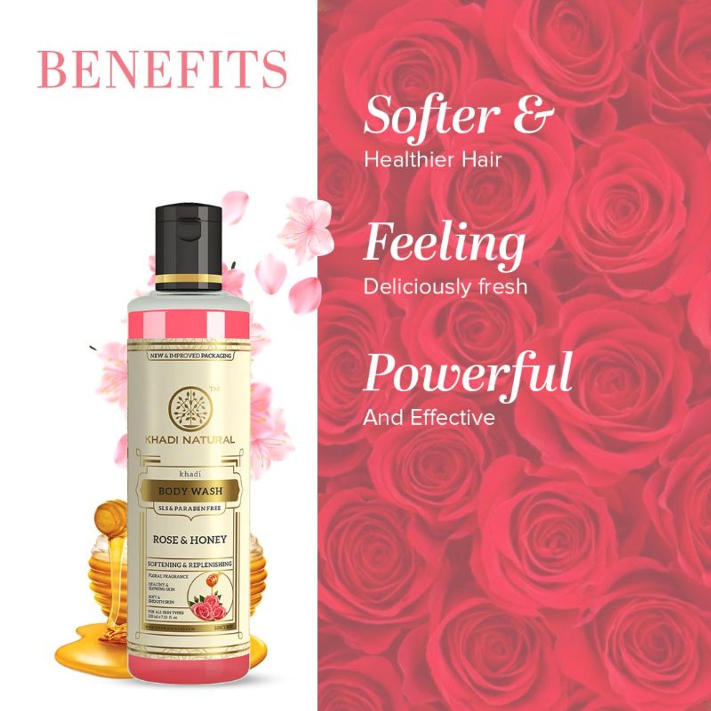 Khadi Natural Rose And Honey Antioxidant & Soothing Body Wash SLS & Paraben Free
