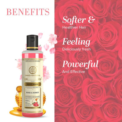 Khadi Natural Rose And Honey Antioxidant & Soothing Body Wash SLS & Paraben Free