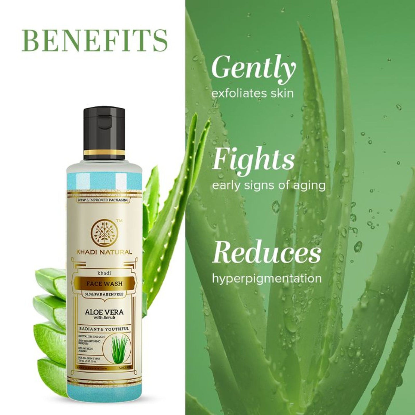 Khadi Natural Aloe Vera Face Wash With Scrub Deep Exfoliate Skin SLS & Paraben Free