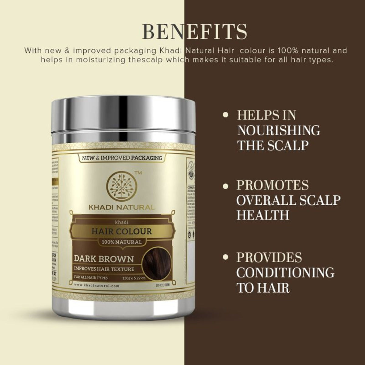 Khadi Natural Dark Brown Hair Colour Improves Hair Texture