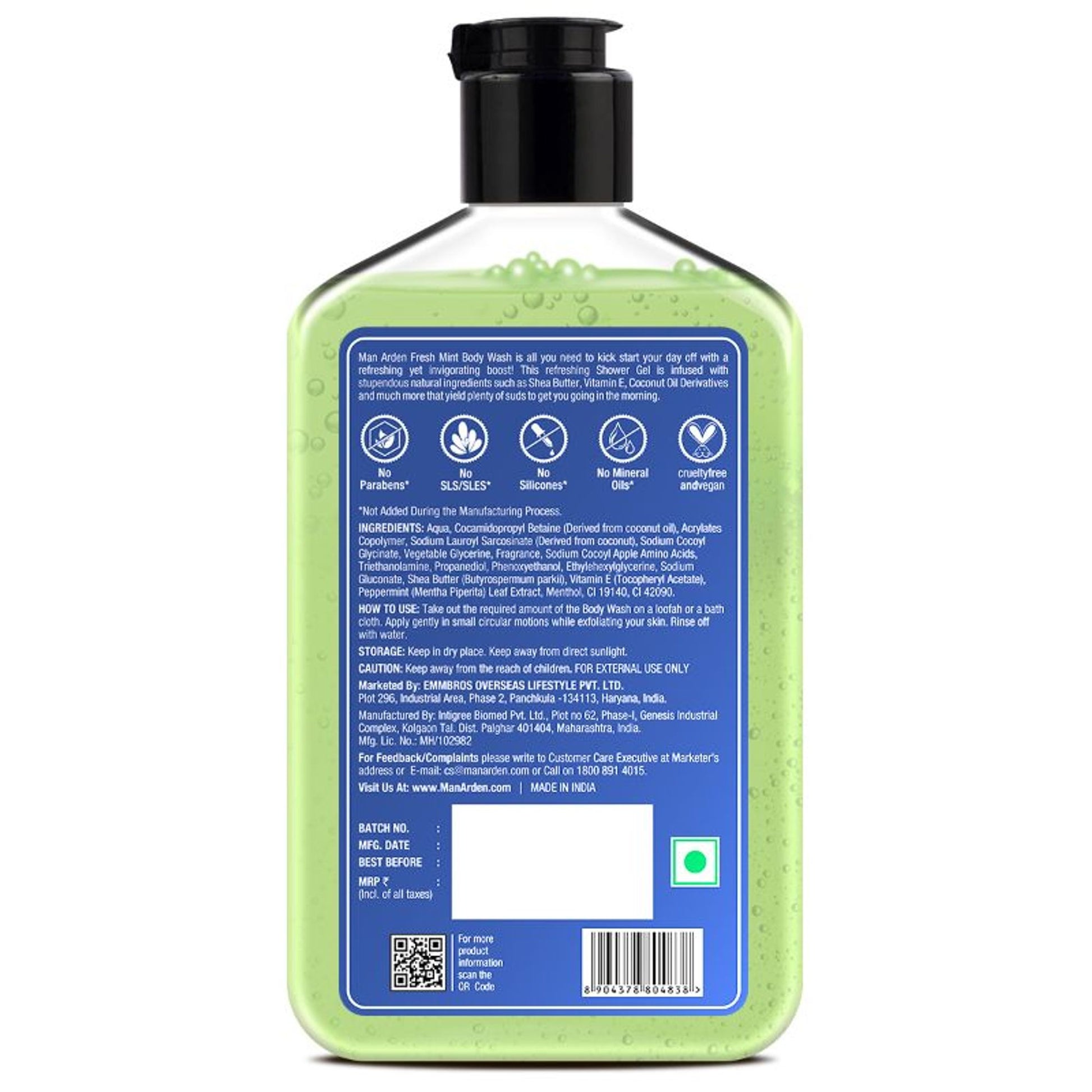 Man Arden Fresh Mint Luxury Body Wash Infused With Shea Butter & Vitamin E