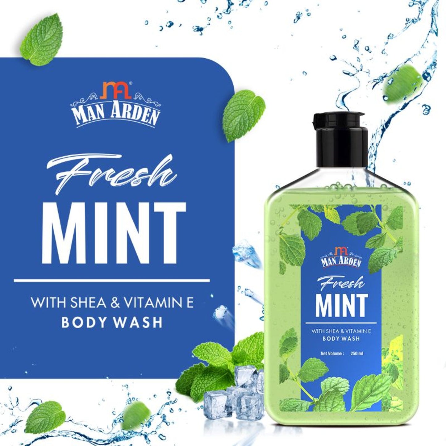 Man Arden Fresh Mint Luxury Body Wash Infused With Shea Butter & Vitamin E