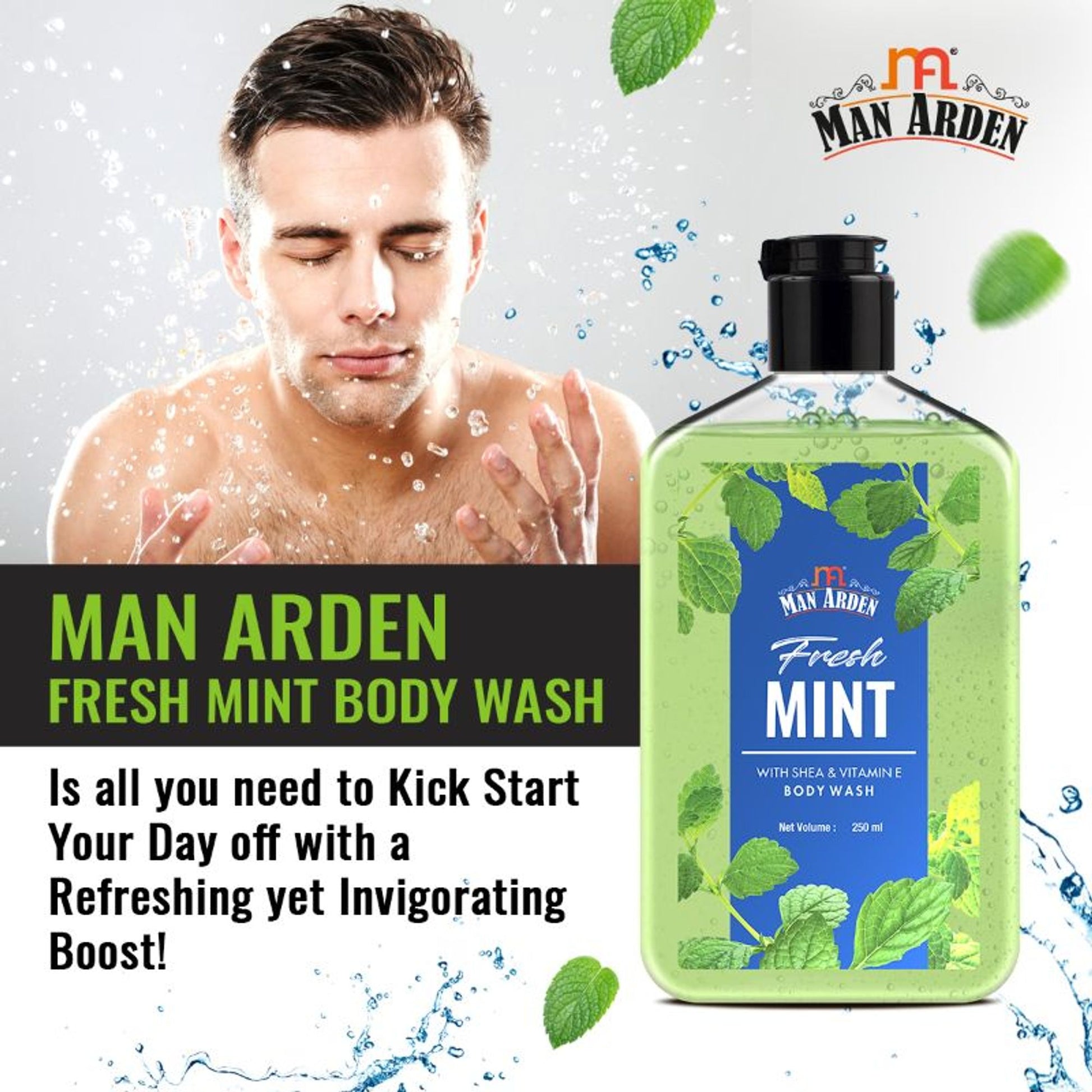 Man Arden Fresh Mint Luxury Body Wash Infused With Shea Butter & Vitamin E