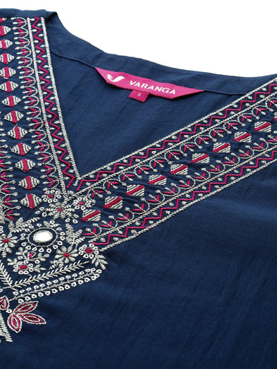 Indyancart VA Women's Ethnic Motifs Embroidered Regular Kurta with Trousers & With Dupatta