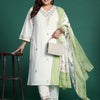Indyancart Women's Plus Size Floral Embroidered Thread Work Pure Cotton Kurta Set