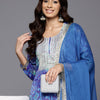 Dhiyona VA Women'sBandhani Embroidered Sequinned Silk Georgette Kurta With Trousers & Dupatta