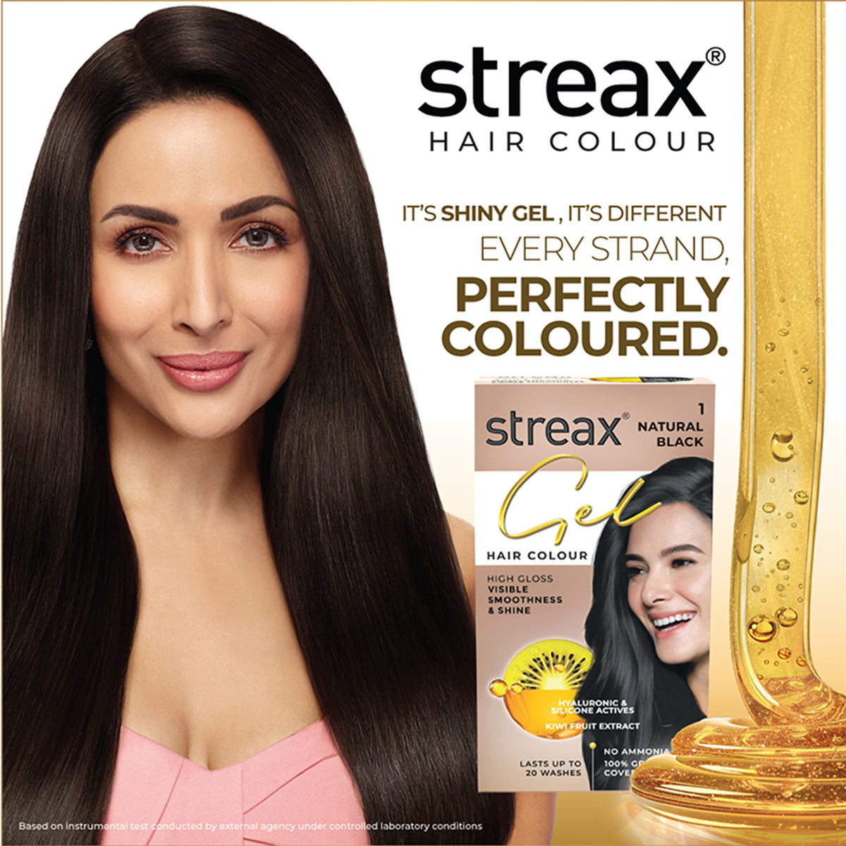 Streax Gel No Ammonia 100% Grey Coverage Hair Color - Natural Black
