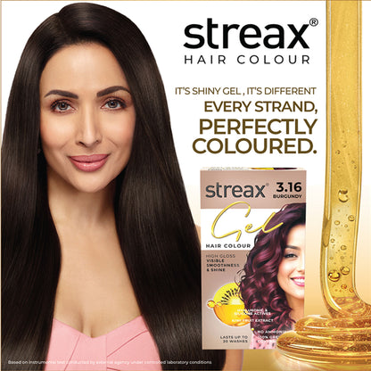 Streax Gel No Ammonia 100% Grey Coverage Hair Color - Burgundy