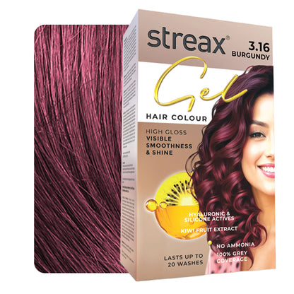 Streax Gel No Ammonia 100% Grey Coverage Hair Color - Burgundy
