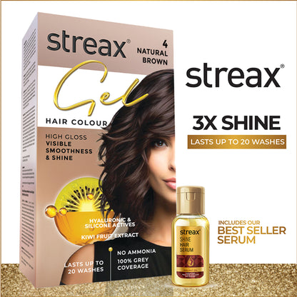 Streax Gel No Ammonia 100% Grey Coverage Hair Color - Natural Brown