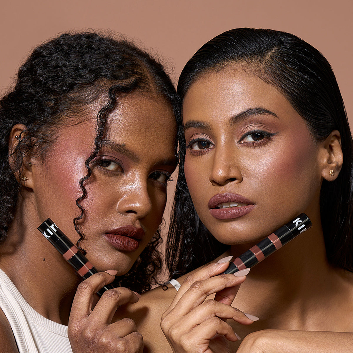 KIRO Four Play Non-Stop Airy Matte Liquid Lipstick in Apex Brown quad, showing four shades of lightweight matte lipstick.