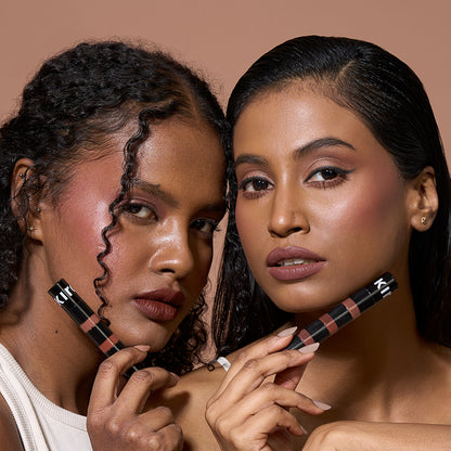 KIRO Four Play Non-Stop Airy Matte Liquid Lipstick in Apex Brown quad, showing four shades of lightweight matte lipstick.