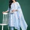Dhiyona IE Women Ethnic Motifs Embroidered Regular Thread Work Pure Cotton Kurta with Trousers & With Dupatta