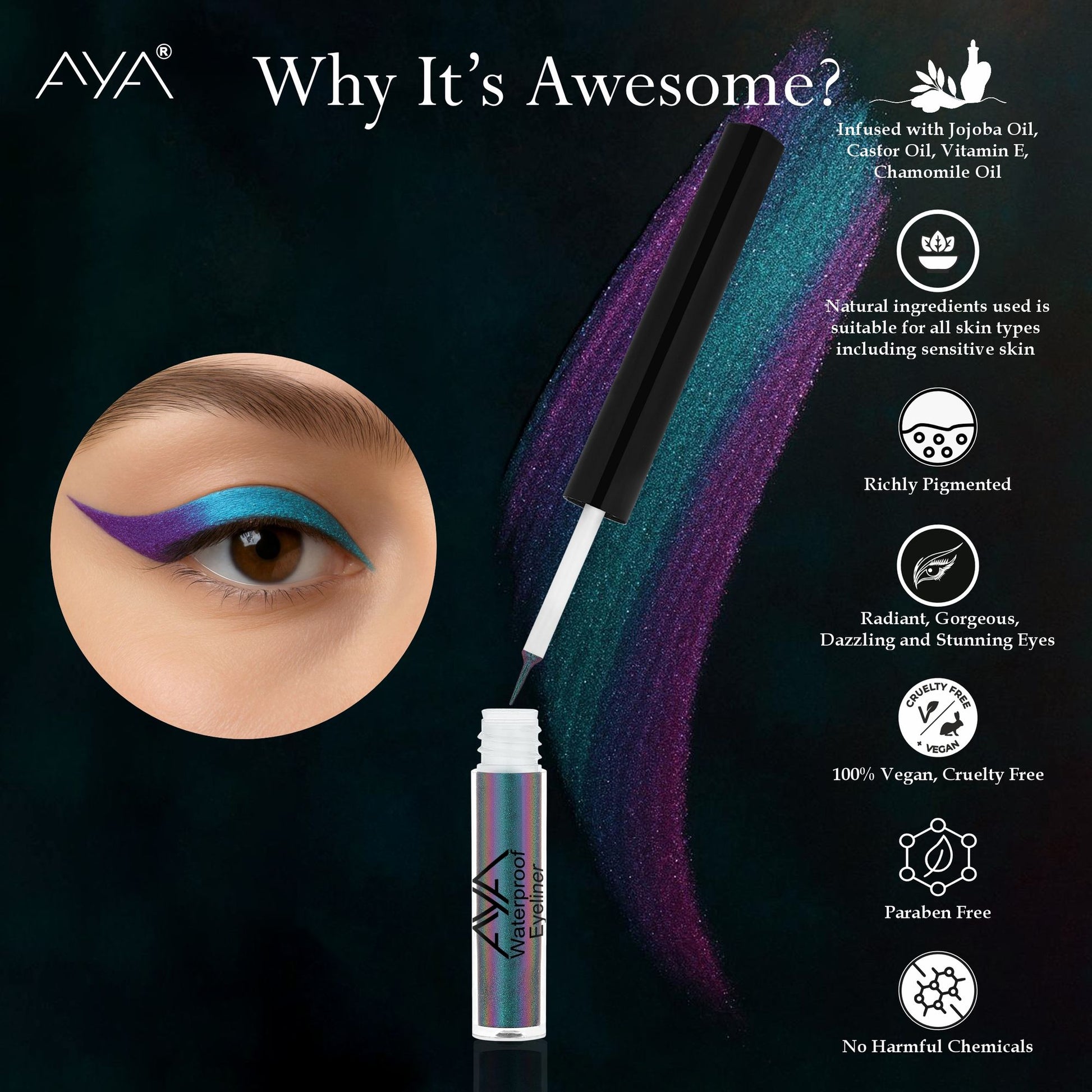 AYA Waterproof Holographic Eyeliner - Mermaid