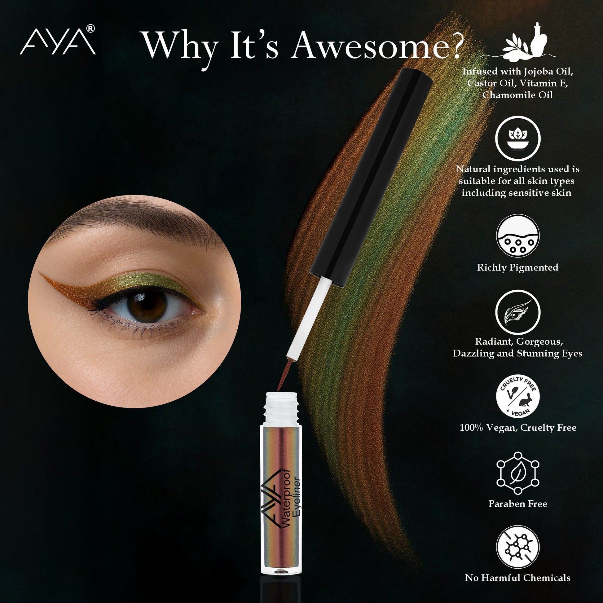 AYA Waterproof Holographic Eyeliner - Copper Glint