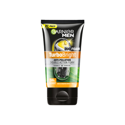 Garnier Men Turbo Bright Double Action Foam, Vitamin C + Charcoal Anti Pollution Foam