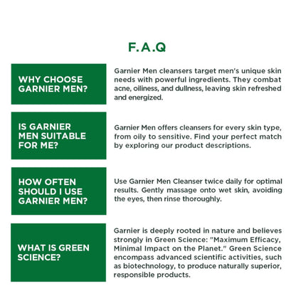 Garnier Men Turbo Bright Double Action Foam, Vitamin C + Charcoal Anti Pollution Foam