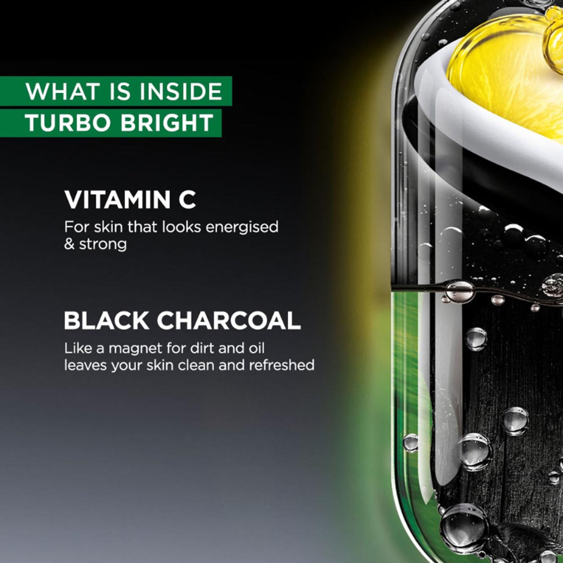 Garnier Men Turbo Bright Double Action Foam, Vitamin C + Charcoal Anti Pollution Foam