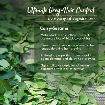 Nat Habit Curry Sesame Grey Hair Control Ayurvedic Oil With Indigo And Curry Leaves